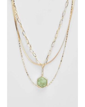 Boohoo Stone Drop Chain Necklace - White