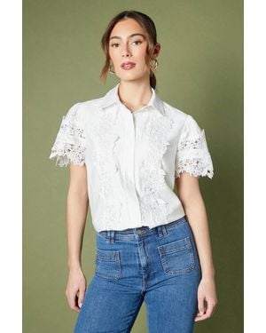 Coast Short Sleeve Lace Blouse - Green