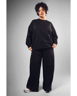 Boohoo Plus Embroidered Straight Leg Jogger - Black
