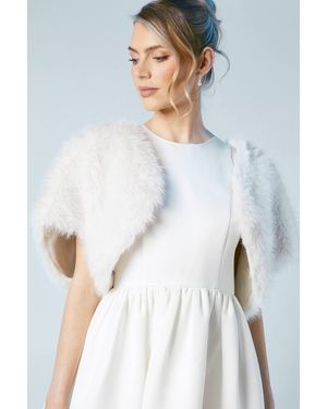 Coast Faux Fur Shrug - White