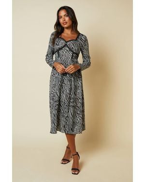 Dorothy Perkins Zebra Lace Front Midi Dress - Natural