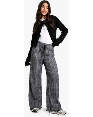 Boohoo Drawstring Crinkle Texture Trouser - Black