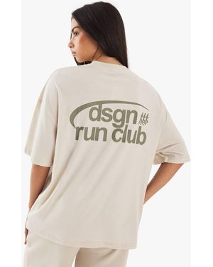 DSGN Studio Run Club Oversized Printed T-Shirt - Natural