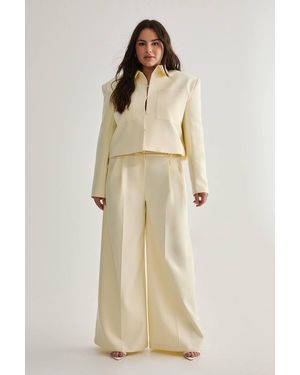 Nasty Gal Plus Premium Tailored Wide Leg Trouser - Natural