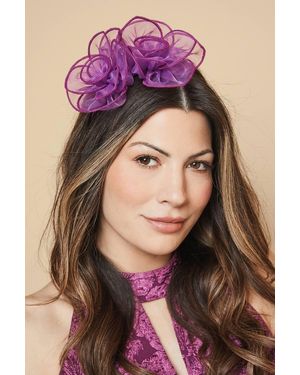 Wallis Organza Loop And Feather Headband - Purple