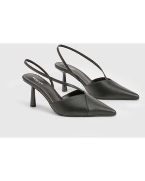 Boohoo Wide Fit Court Strap Panel Heels - Blanco