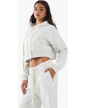 DSGN Studio Dsgn Studio Contrast Drawcord Boxy Crop Hoodie - White