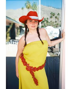 Warehouse Yoryu Chiffon Elasticated Back Bandeau Maxi Dress - Yellow