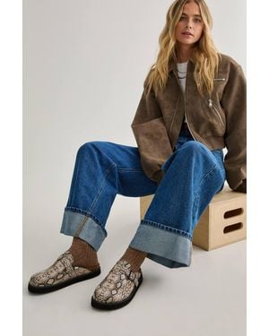 Nasty Gal Faux Leather Snake Print Mule - Blue