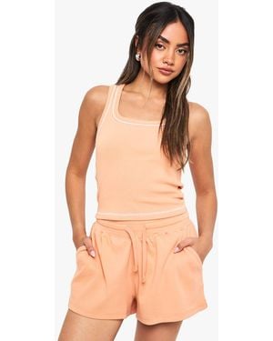 Boohoo Basics Rib Flippy Short - Natural