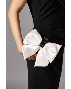 Coast Azalea Satin Bow Detail Clutch Bags - Black