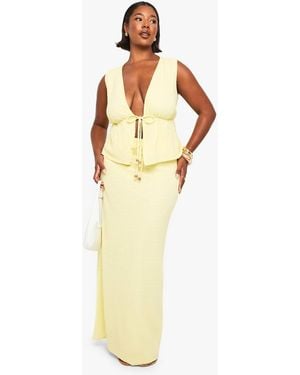 Boohoo Beaded Textured Drawstring Maxi Skirt - Metallic