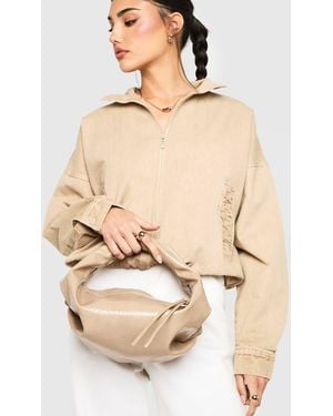 Boohoo Textured Patent Slouchy Grab Bag - Natural