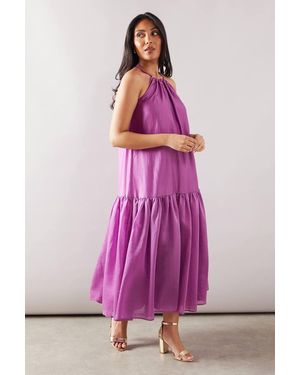 Wallis Petite Halterneck Drop Hem Midaxi Dress - Purple
