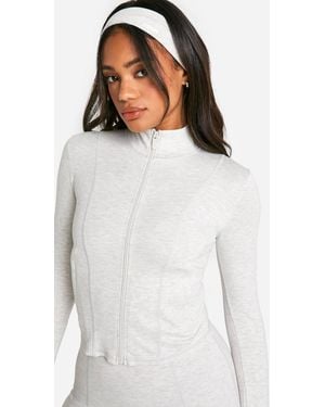 Boohoo Supersoft Sculpted Zip Jacket - White