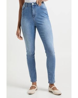 Boohoo Basics High Waist Skinny Jean - Blue