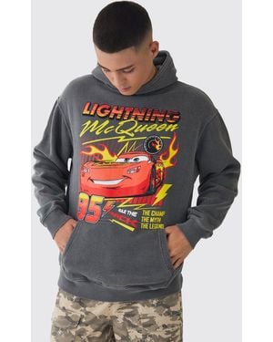 BoohooMAN Oversized Pixar Cars License Print Hoodie in Black