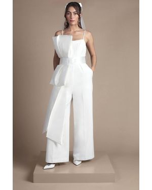 Coast Strapless Bow Detail Wide Leg Bridal Jumpsuit - Natural