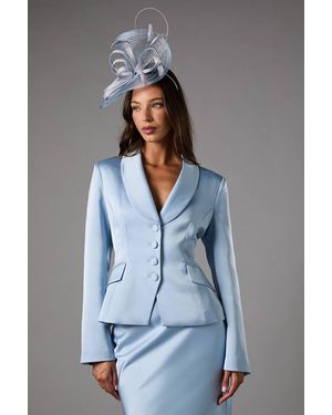 Coast Waisted Jacket With Satin Lapel - Gray