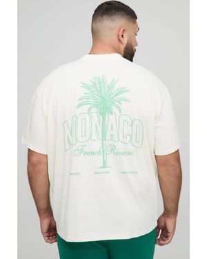 Boohoo Plus Oversized Monaco French Riviera Palm Printed T-Shirt - Green