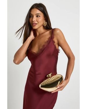 Boohoo Metallic Acrylic Clutch Bag - Red