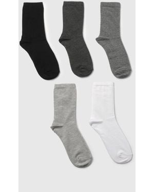 Boohoo Monochrome Sports Socks 5 Pack - White