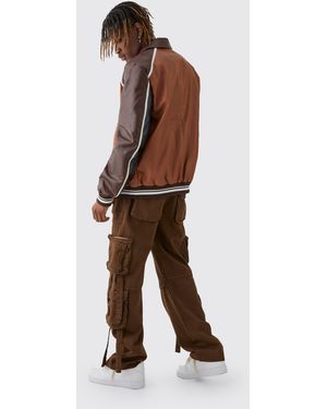 Boohoo Boxy Worldwide Tonal Pu Badge Varsity Jacket in Grey Lyst