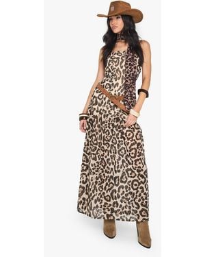 Boohoo Printed Chiffon Bandeau Maxi Dress - White