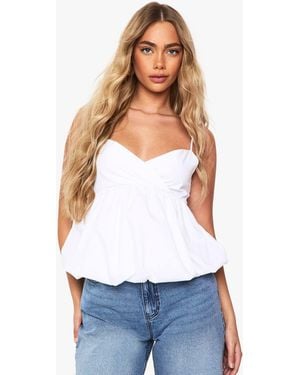 Boohoo Puffball Poplin Cami - White