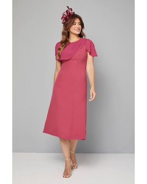 Wallis Chiffon Cape Detail Pencil Dress - Red