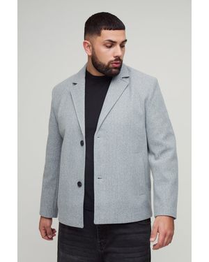 Boohoo Abrigo Plus Oversize Recto - Gris