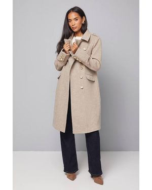 Wallis Button Down Military Coat - Natural