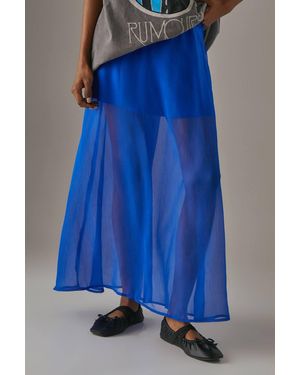 Warehouse Chiffon High Waisted Short Lining Maxi Skirt - Blue