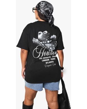 Boohoo Plus Houston Oversized T-Shirt - Black