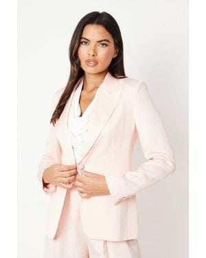 Coast Premium Linen Mix Single Breasted Blazer - Pink