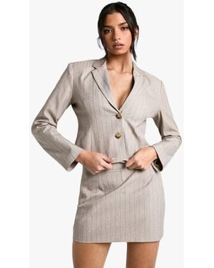 Boohoo Tailored Pinstripe Mini Skirt - Natural