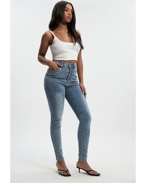Boohoo Comfort Stretch High Waist Skinny Jean - Blue