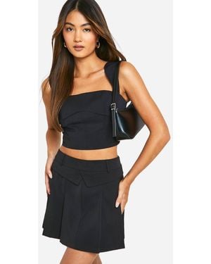 Boohoo Waist Detail Pleated Micro Mini Skirt - Black