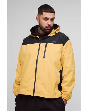 BoohooMAN Plus Oversized Color Block Hooded Windbreaker - Black