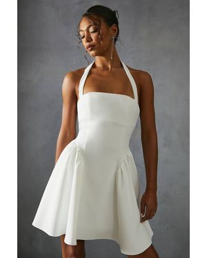 MissPap Halterneck Voluminous Skirt Mini Dress - Gray