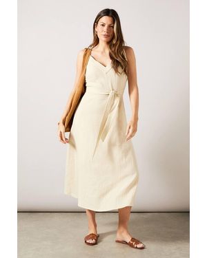 Wallis Textured Fit & Flare Midi Dress - Natural