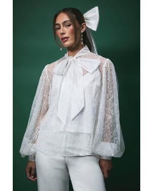 Coast Lisa Tan Sequin Organza Bridal Blouse - Green