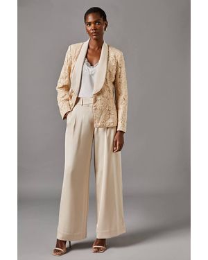 Coast Satin Wide Leg Trouser - Natural