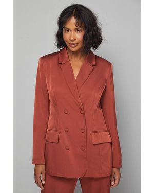 Wallis Longline Double Breasted Blazer - Red