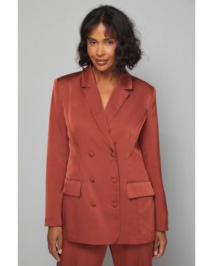 Wallis Longline Double Breasted Blazer - Red