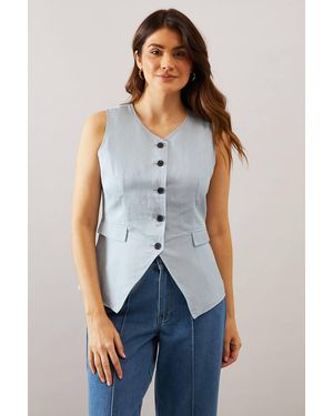 Wallis Button Through Waistcoat - Blue