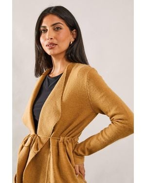 Wallis Waterfall Belted Knitted Jacket - Natural