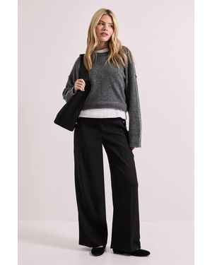 Dorothy Perkins Military Button Detail Wide Leg Trouser - Black