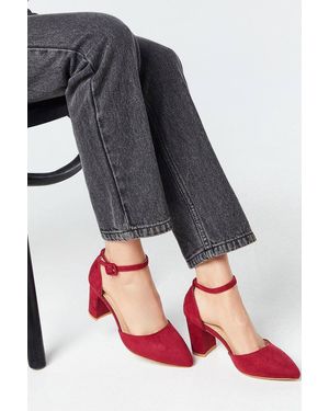 Dorothy Perkins Wide Fit Eddie Covered Buckle Pointed Block Heel Court Shoes