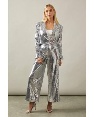 Wallis Petite Sequin Crop Blazer - Natural